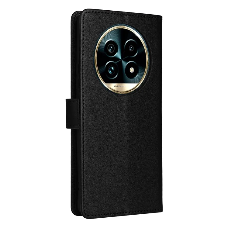 Étui portefeuille avec support de vue en cuir PU pour Realme 13+ 5G / 13 Pro 5G (Chine) - Noir