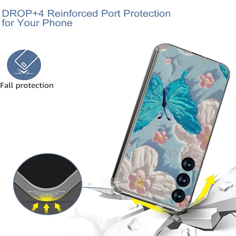 For Samsung Galaxy S25+ Phone Case IMD Pattern Print PC TPU Mobile Cover - Blue Butterfly