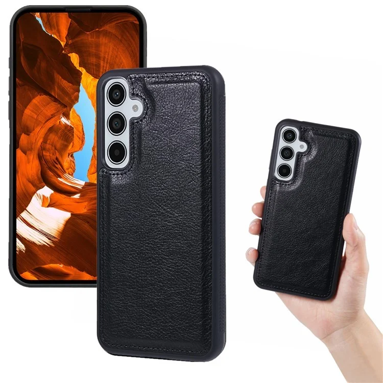 Capa destacável para Samsung Galaxy A16 5G / A16 4G, em couro PU 2 em 1 com carteira magnética - Preto