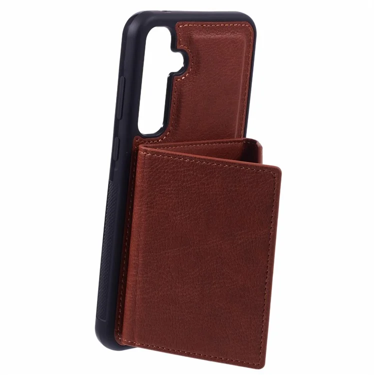 Funda para Samsung Galaxy S25+ con tarjetero y soporte, de TPU + PU - Marrón