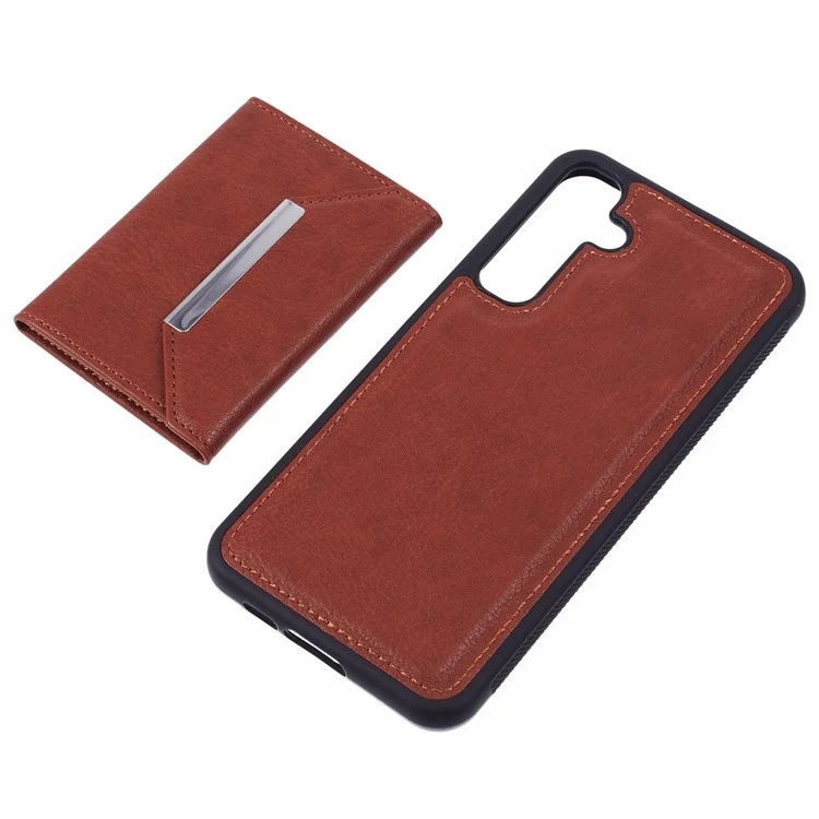 Funda para Samsung Galaxy S25+ con tarjetero y soporte, de TPU + PU - Marrón