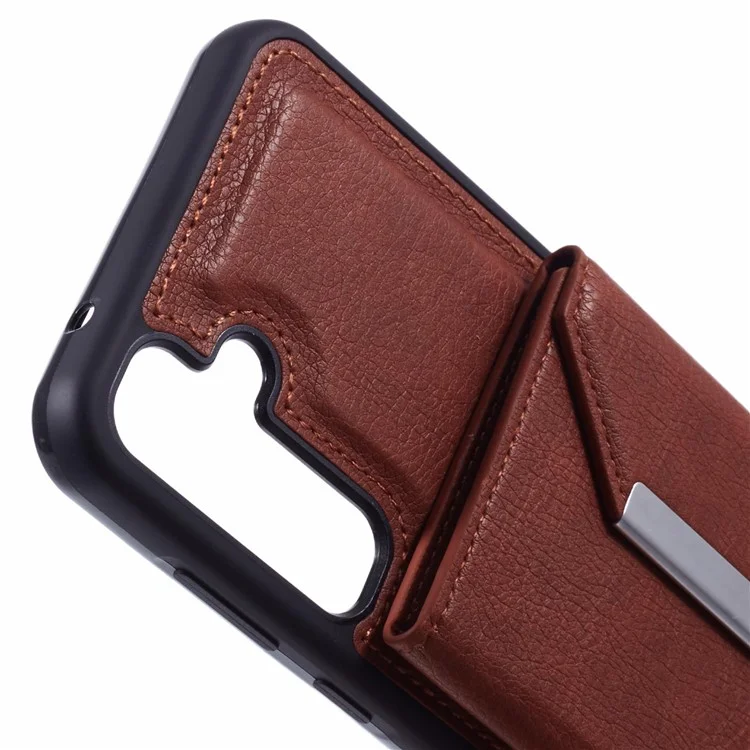 Funda para Samsung Galaxy S25+ con tarjetero y soporte, de TPU + PU - Marrón