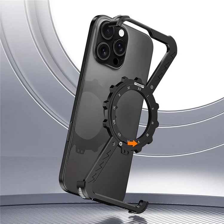 Für iPhone 16 Pro Kickstand-Hülle kompatibel mit MagSafe Z-förmiger Stoßstange Handyhülle - Schwarz