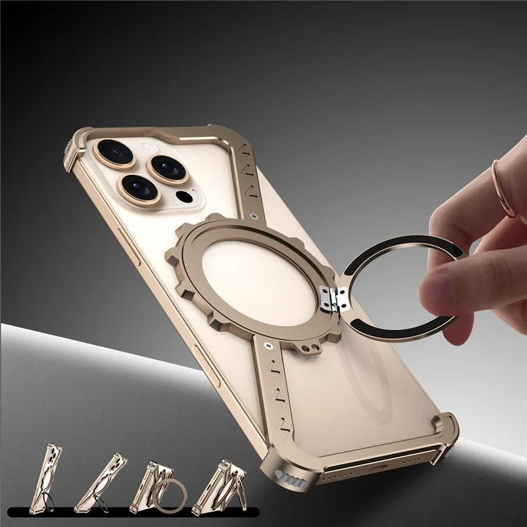 Für iPhone 15 Pro Max Kickstand-Hülle kompatibel mit MagSafe Z-förmiger Stoßstange Handyhülle - Schwarz