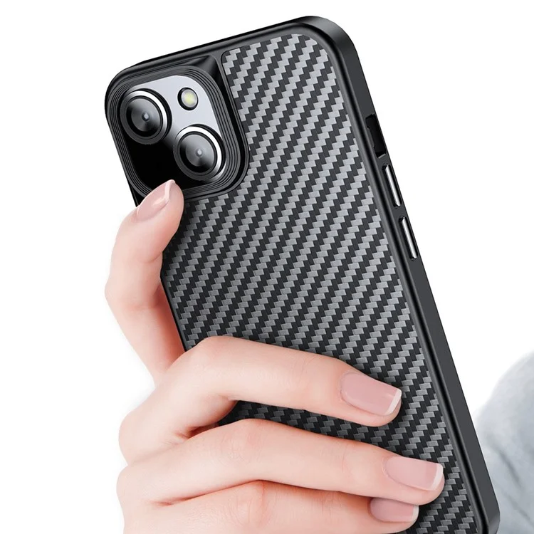 For iPhone 14 Case Aramid Fiber Well-protected Smartphone Back Cover Support Magnetic Wireless Charging