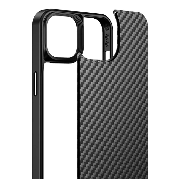 For iPhone 14 Case Aramid Fiber Well-protected Smartphone Back Cover Support Magnetic Wireless Charging