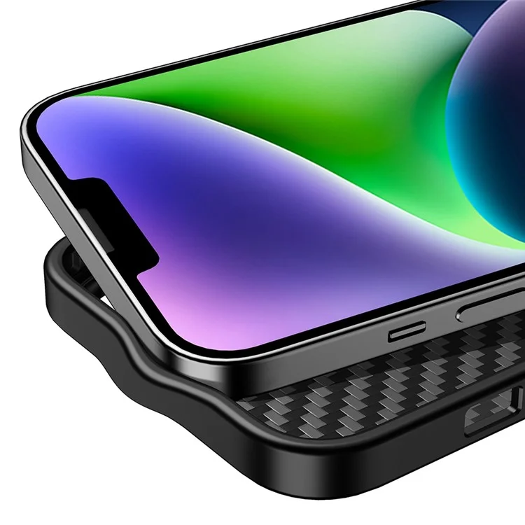 For iPhone 14 Case Aramid Fiber Well-protected Smartphone Back Cover Support Magnetic Wireless Charging