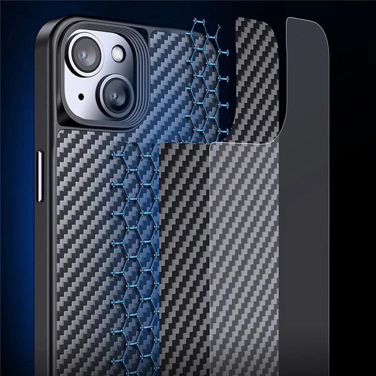For iPhone 14 Case Aramid Fiber Well-protected Smartphone Back Cover Support Magnetic Wireless Charging