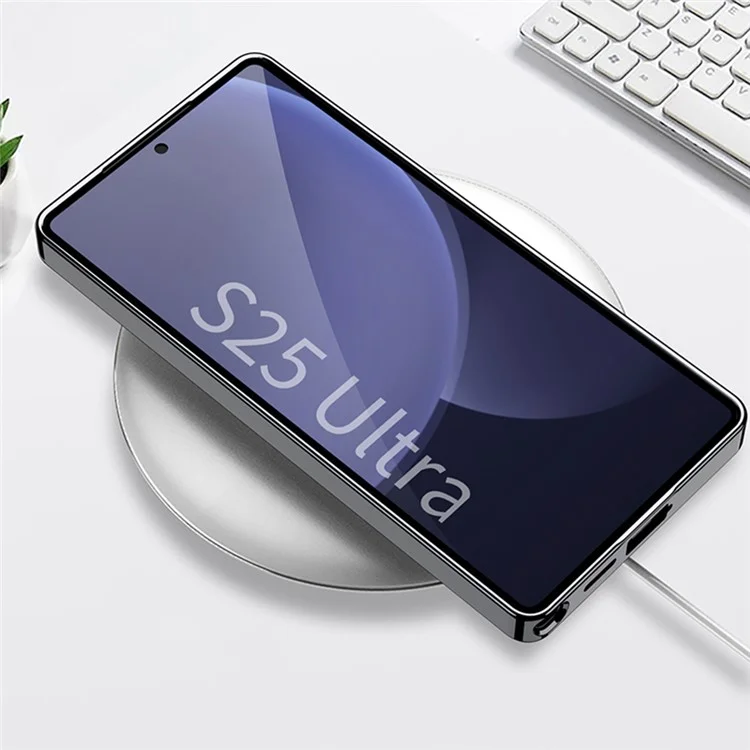 Capa para Samsung Galaxy S25 Ultra da GKK, revestimento de PC eletrolítico, TPU, couro PU, design de grão de madeira - Preto