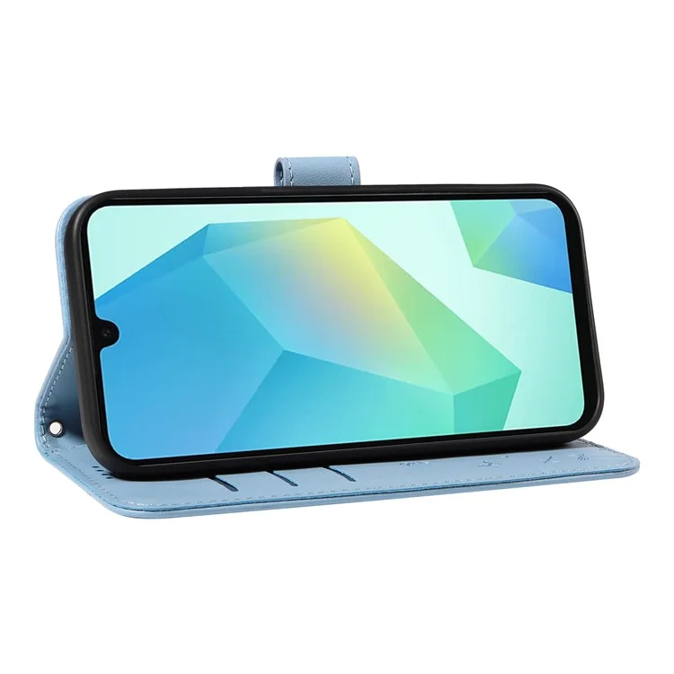 Étui en cuir portefeuille avec motif de pissenlit pour Samsung Galaxy A25 5G (Global) (161,0 x 76,5 x 8,3 mm) - Bleu ciel