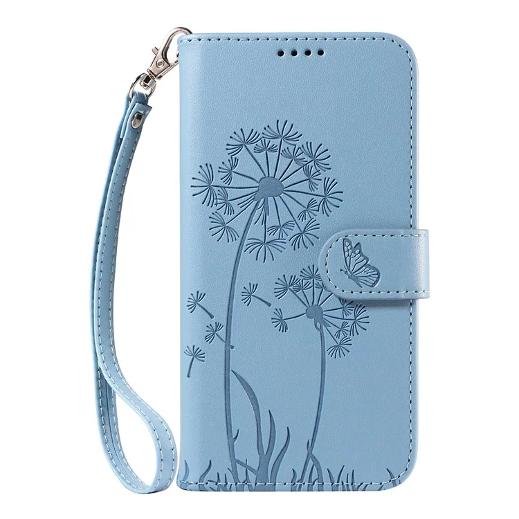 For Samsung Galaxy A35 5G Leather Case Wallet Phone Cover Dandelion Imprint - Sky Blue
