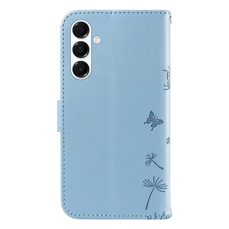 For Samsung Galaxy A35 5G Leather Case Wallet Phone Cover Dandelion Imprint - Sky Blue