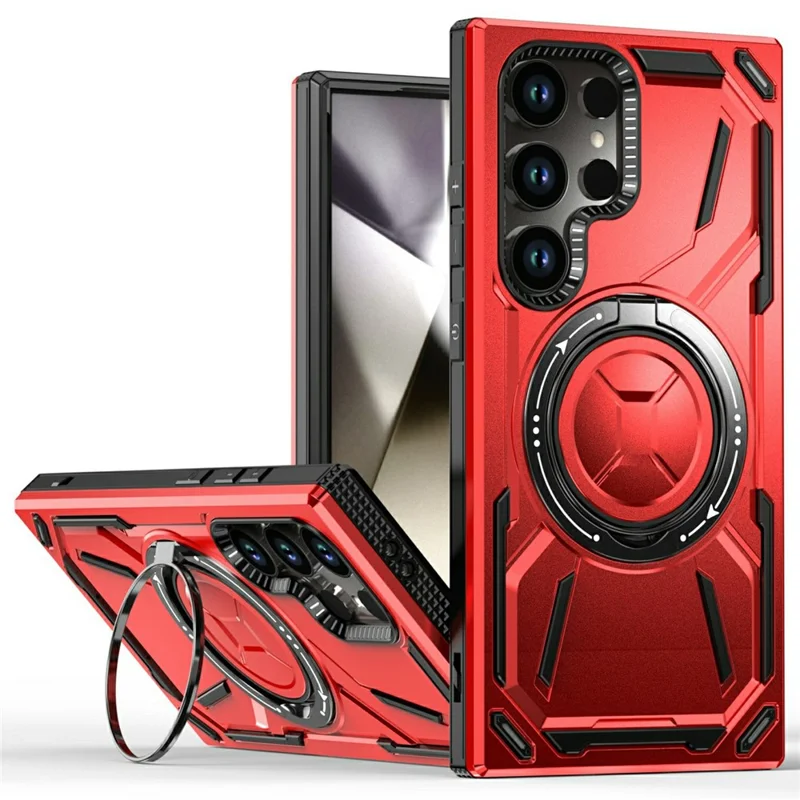 Funda para Samsung Galaxy S25 Ultra compatible con MagSafe con soporte TPU + cubierta de teléfono PC - Rojo