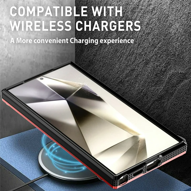Funda para Samsung Galaxy S25 Ultra compatible con MagSafe con soporte TPU + cubierta de teléfono PC - Rojo