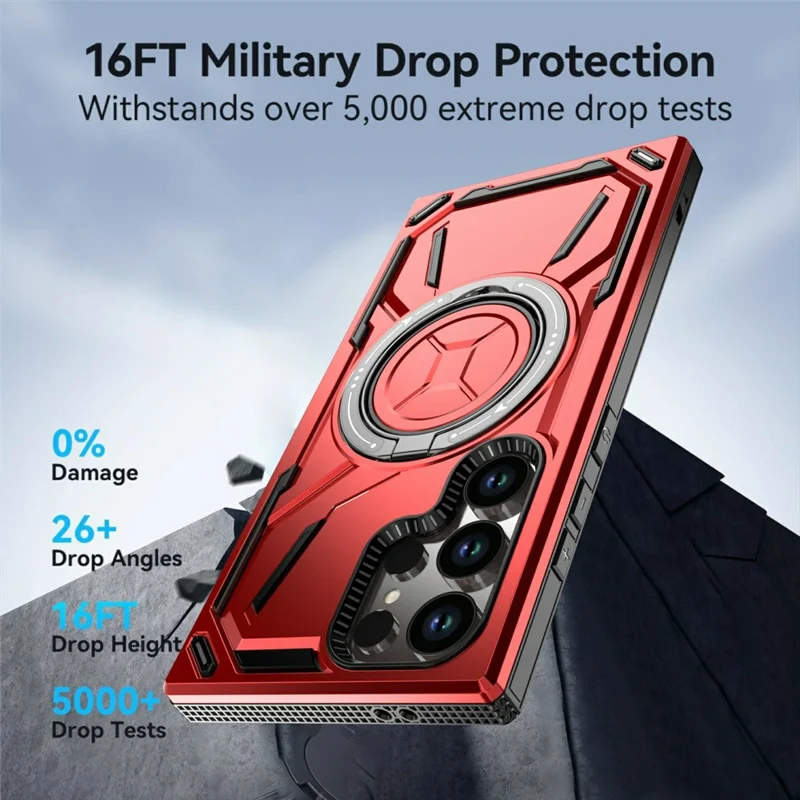 Funda para Samsung Galaxy S25 Ultra compatible con MagSafe con soporte TPU + cubierta de teléfono PC - Rojo