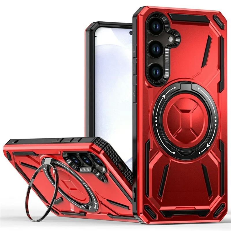 Funda para Samsung Galaxy S25 compatible con MagSafe, con soporte, de TPU + PC - Roja