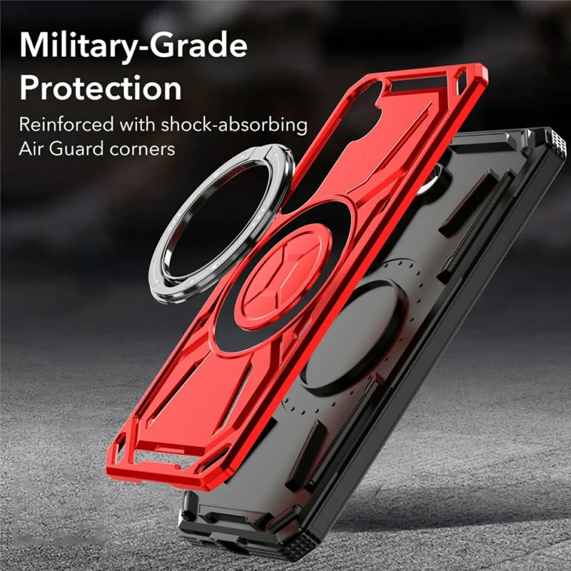 Funda para Samsung Galaxy S25 compatible con MagSafe, con soporte, de TPU + PC - Roja