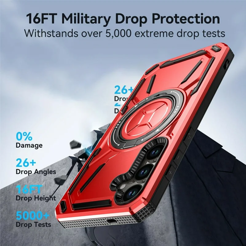 Funda para Samsung Galaxy S25 compatible con MagSafe, con soporte, de TPU + PC - Roja