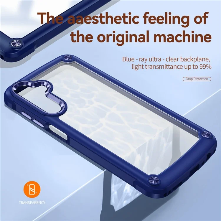 Capa para Samsung Galaxy A26 5G Anti-queda Estrutura de liga da lente PC + TPU Capa de telefone - Azul