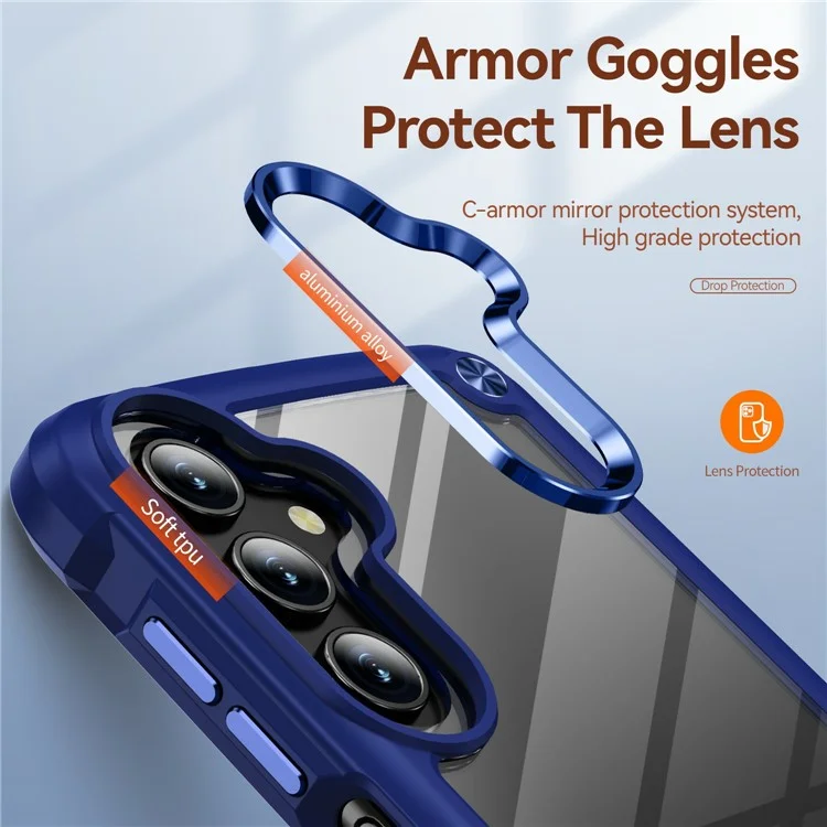 Custodia per Samsung Galaxy A56 5G Anti-caduta Cornice in lega per obiettivo PC + TPU - Blu