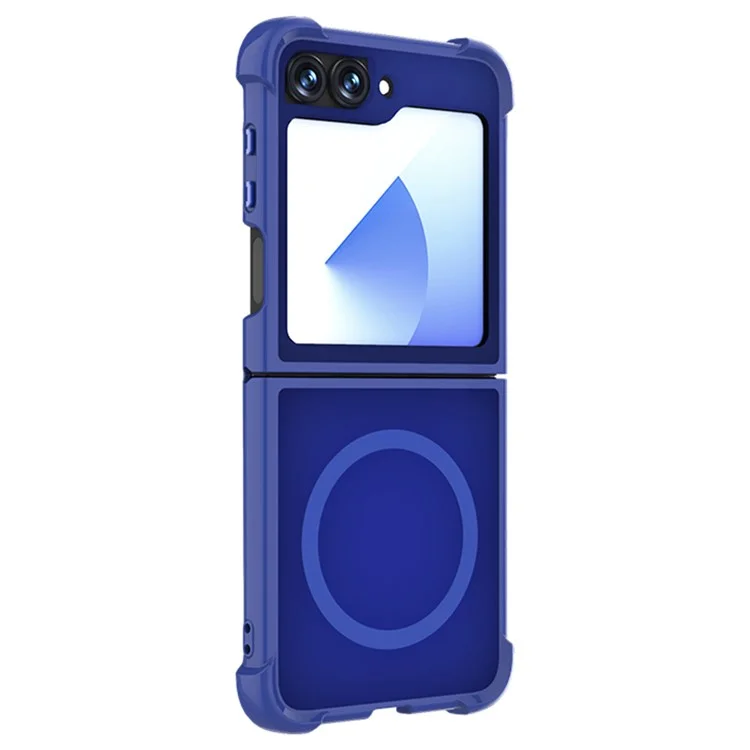 Capa para Samsung Galaxy Flip6 5G compatível com MagSafe, capa de telefone fosca de TPU + PC - Azul