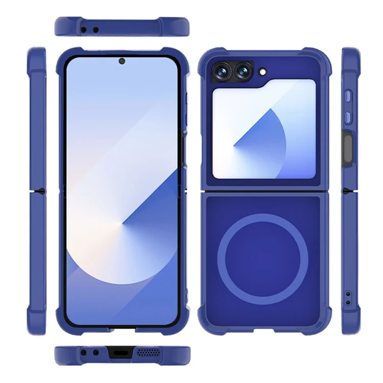 Capa para Samsung Galaxy Flip6 5G compatível com MagSafe, capa de telefone fosca de TPU + PC - Azul