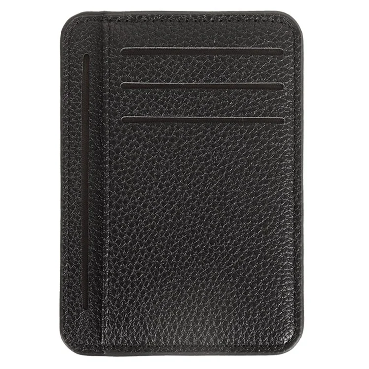 Cartera de cuero con textura de litchi con 8 ranuras para tarjetas y monedero - Negro