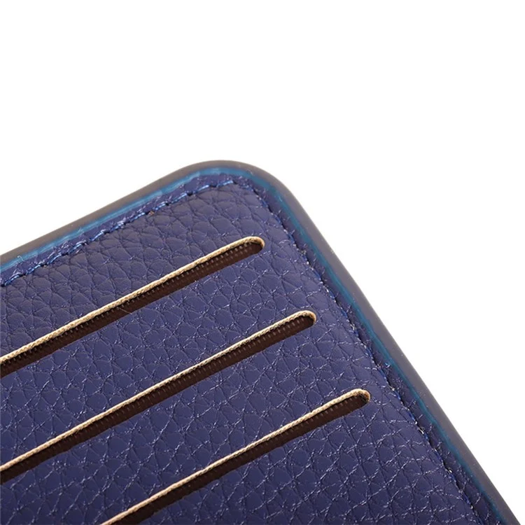 Cartera de cuero con textura de litchi con 8 ranuras para tarjetas y monedero - Negro