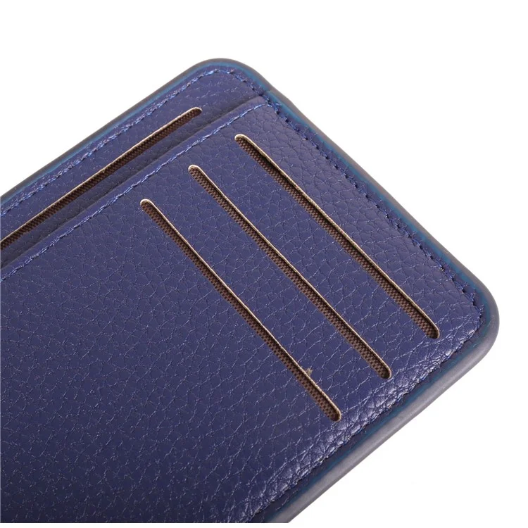 Cartera de cuero con textura de litchi con 8 ranuras para tarjetas y monedero - Negro