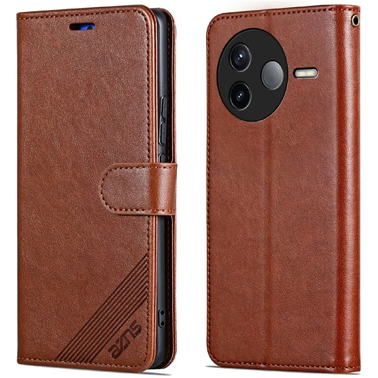 AZNS Hülle für Xiaomi Redmi K80 5G - Anti-Kratzer PU-Leder-Ständer-Geldbörse Handyhülle - Braun