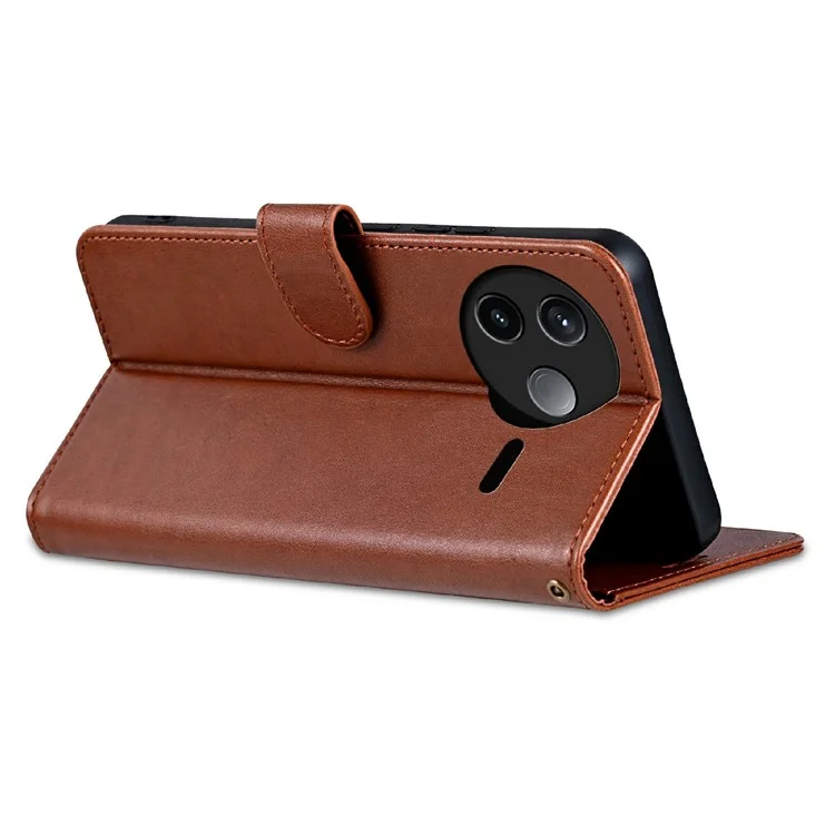 AZNS Hülle für Xiaomi Redmi K80 5G - Anti-Kratzer PU-Leder-Ständer-Geldbörse Handyhülle - Braun