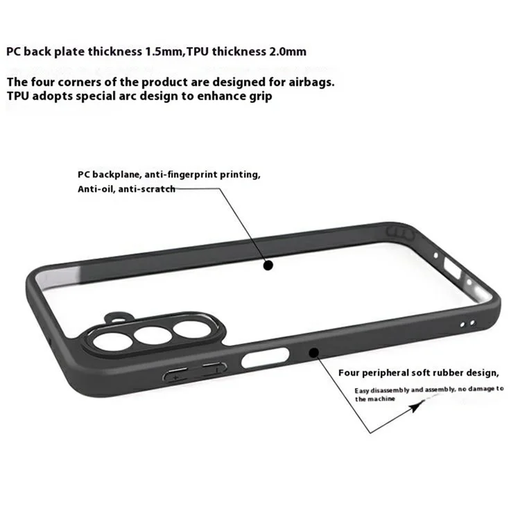 Capa para Samsung Galaxy A26 5G à prova de choques PC + TPU com parte traseira transparente