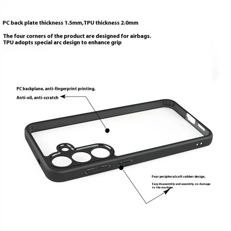 Funda para Samsung Galaxy A36 5G, resistente a golpes, de PC + TPU, con tapa trasera transparente