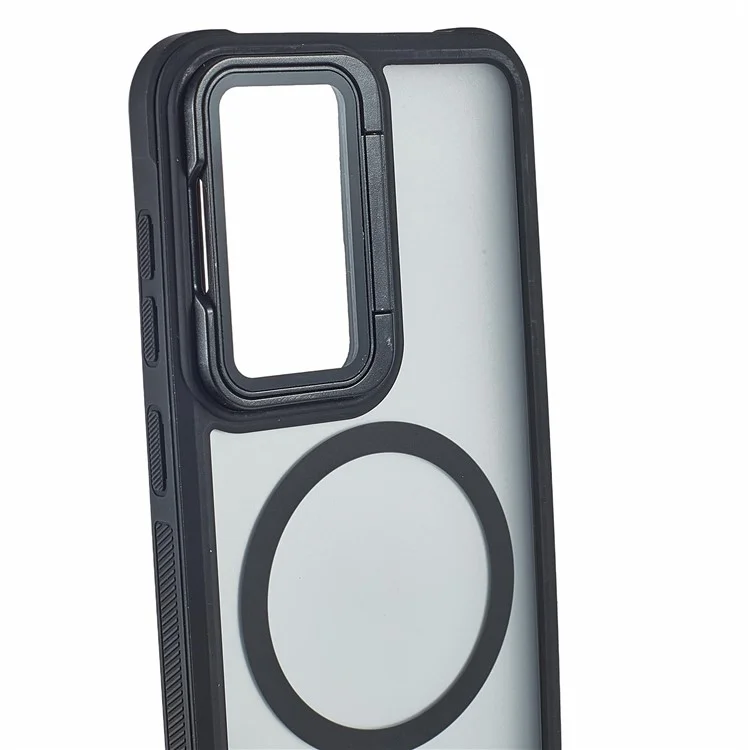 Capa compatível com Samsung Galaxy S25 / S24 com cobertura da lente MagSafe, suporte e parte traseira fosca - Preta