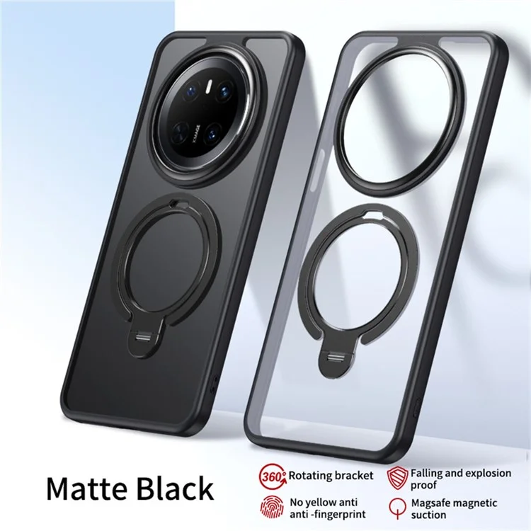 For Huawei Mate 70 Phone Case Compatible with MagSafe Kickstand Matte Back Cover - Black