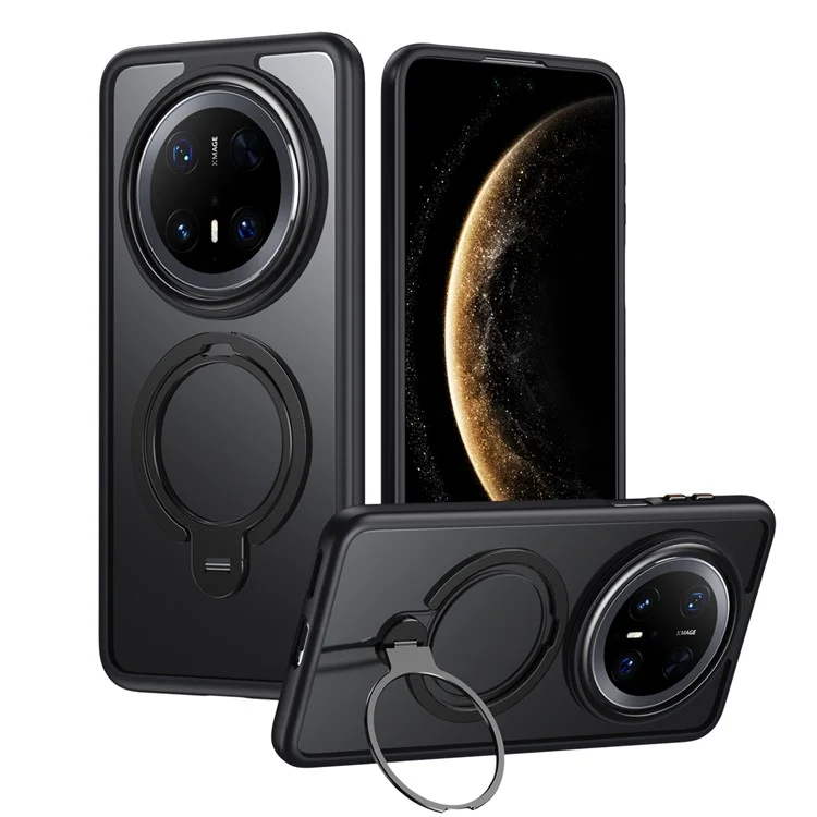 Für Huawei Mate 70 Pro+ / Mate 70 Pro Handyhülle kompatibel mit MagSafe Ständer Matt Rückseite - Schwarz
