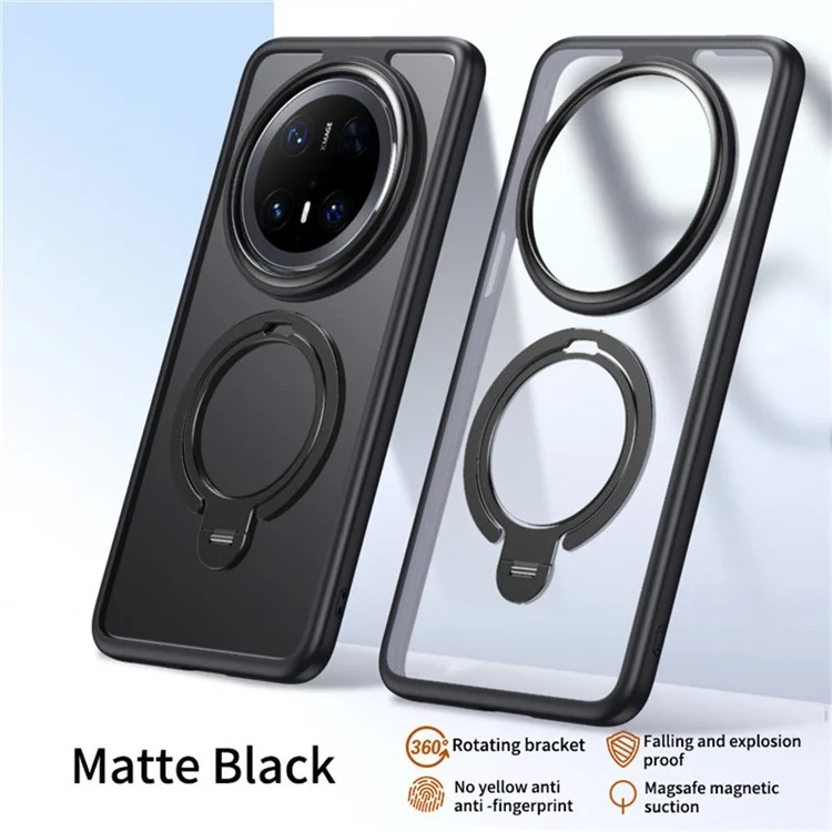 Für Huawei Mate 70 Pro+ / Mate 70 Pro Handyhülle kompatibel mit MagSafe Ständer Matt Rückseite - Schwarz
