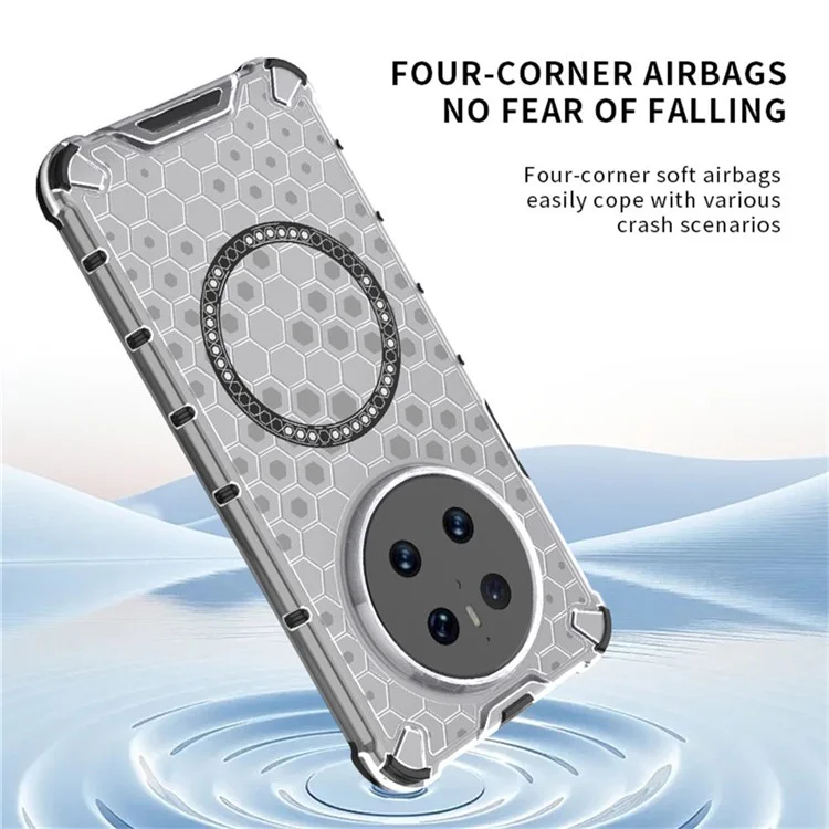 For Huawei Mate 70 Case Compatible with MagSafe Honeycomb Design TPU + PC Phone Cover - Grey