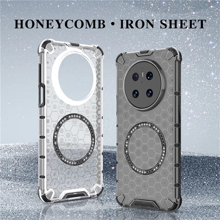 For Huawei Mate 70 Case Compatible with MagSafe Honeycomb Design TPU + PC Phone Cover - Grey