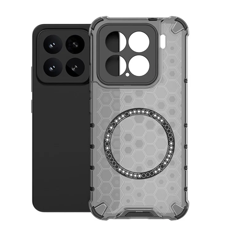 Custodia per Xiaomi 15 compatibile con MagSafe, design a nido d'ape in TPU + PC - Grigio