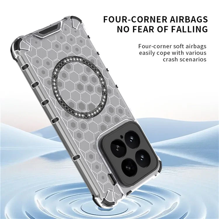 Custodia per Xiaomi 15 compatibile con MagSafe, design a nido d'ape in TPU + PC - Grigio