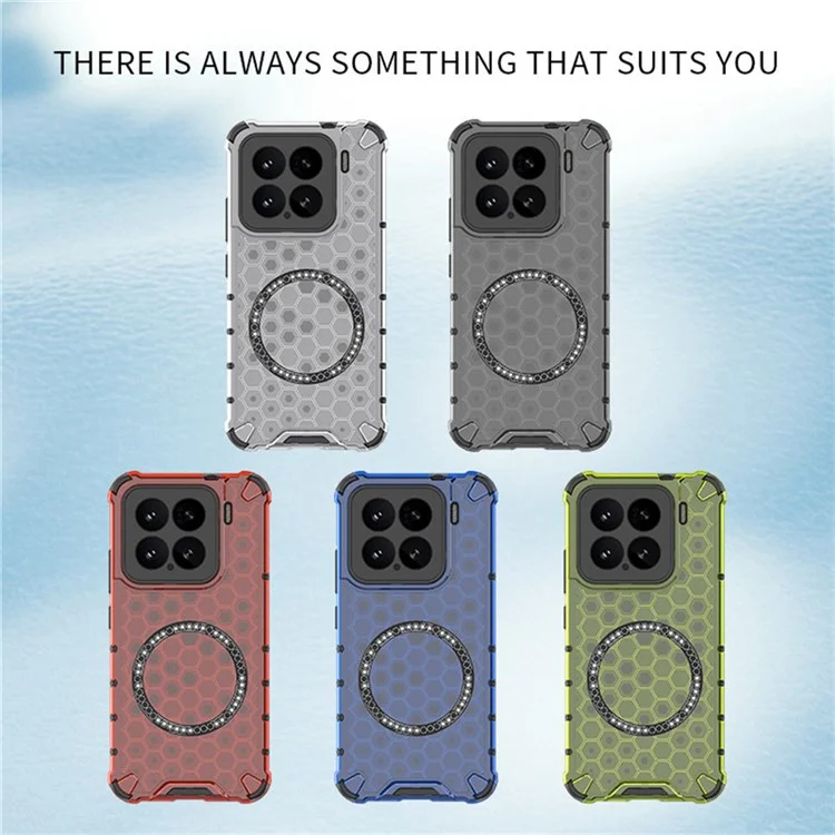 Custodia per Xiaomi 15 compatibile con MagSafe, design a nido d'ape in TPU + PC - Grigio