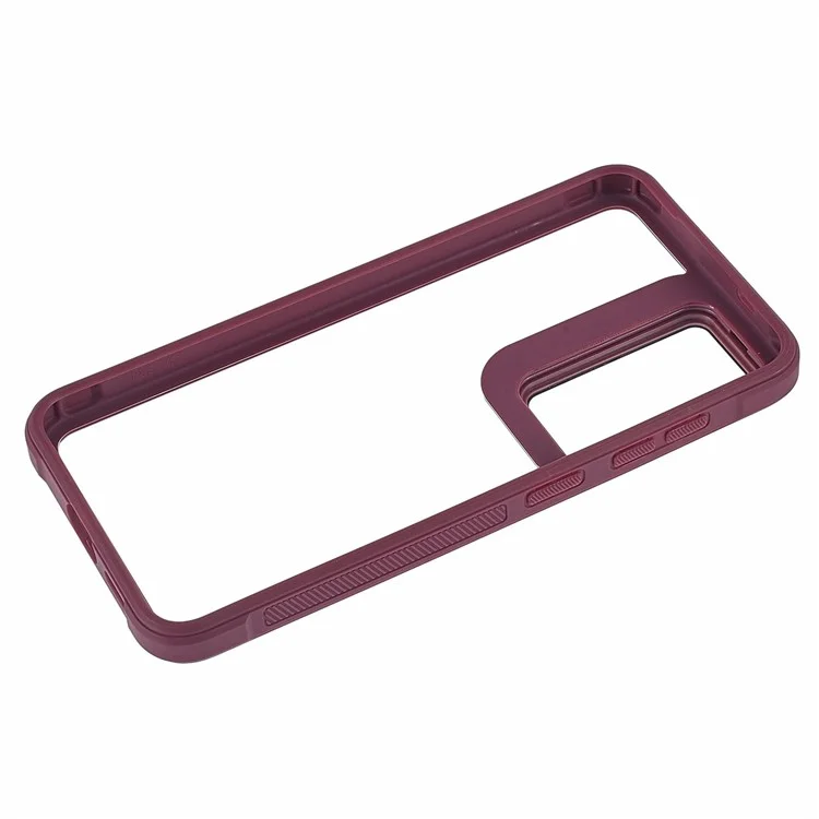Capa para Samsung Galaxy S25+ com protetor de lente, suporte e tampa traseira transparente de PC+TPU - Vinho Tinto