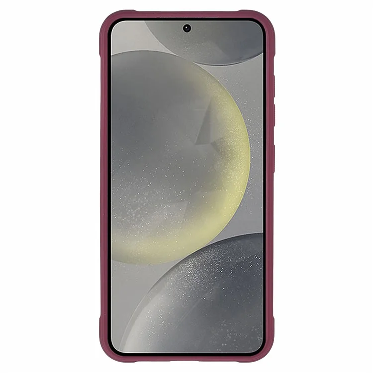 Capa para Samsung Galaxy S23 com tampa da lente, suporte, PC+TPU, capa de telefone transparente - Vinho Tinto