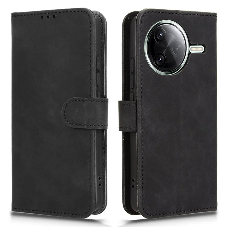 For Xiaomi Redmi K80 Pro 5G Lederetui, Hautgefühl, Stoßfest, Brieftasche, Klapptelefon-Hülle - Schwarz