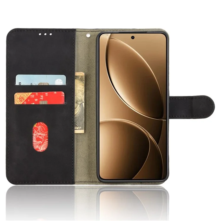 For Xiaomi Redmi K80 Pro 5G Lederetui, Hautgefühl, Stoßfest, Brieftasche, Klapptelefon-Hülle - Schwarz