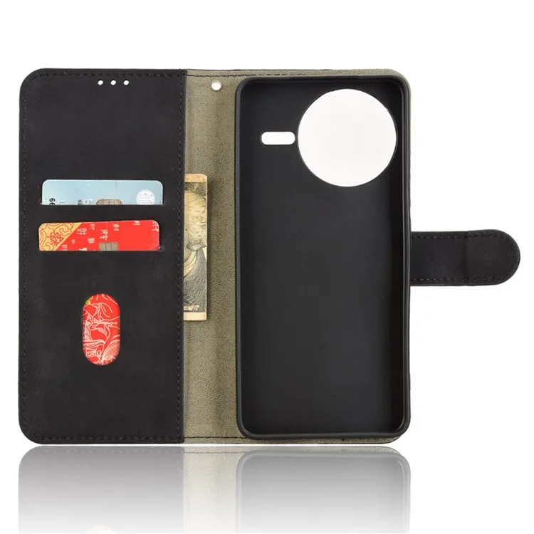 For Xiaomi Redmi K80 Pro 5G Lederetui, Hautgefühl, Stoßfest, Brieftasche, Klapptelefon-Hülle - Schwarz
