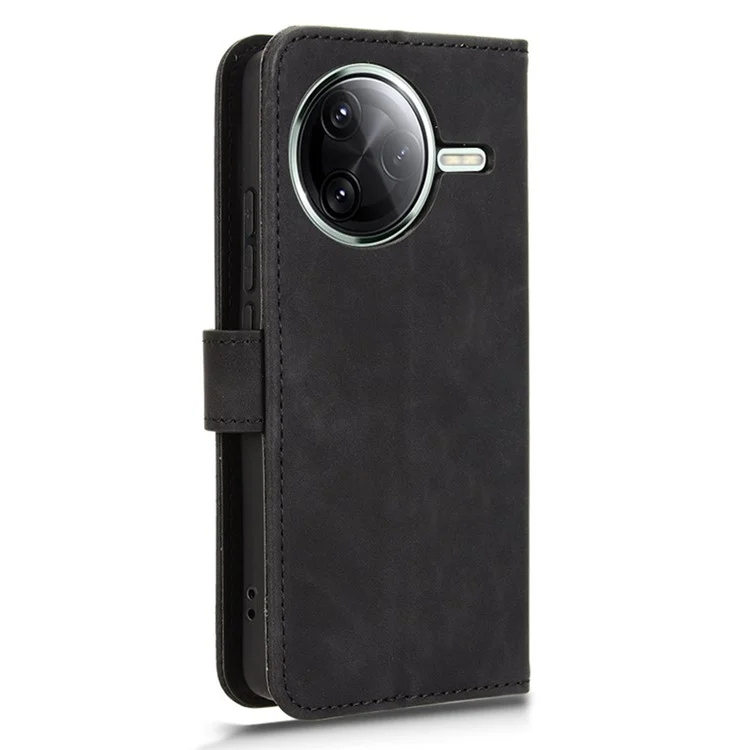 For Xiaomi Redmi K80 Pro 5G Lederetui, Hautgefühl, Stoßfest, Brieftasche, Klapptelefon-Hülle - Schwarz