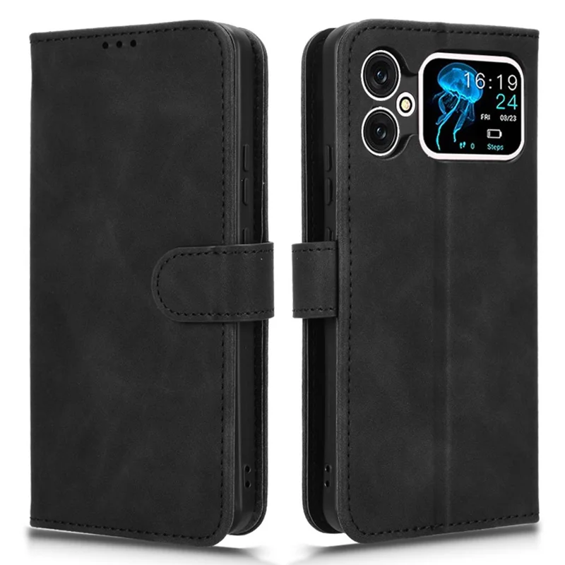 Läderlugg för Cubot A20 Hudkänsla Anti-Drop Plånbok Flip Mobilskal - Svart