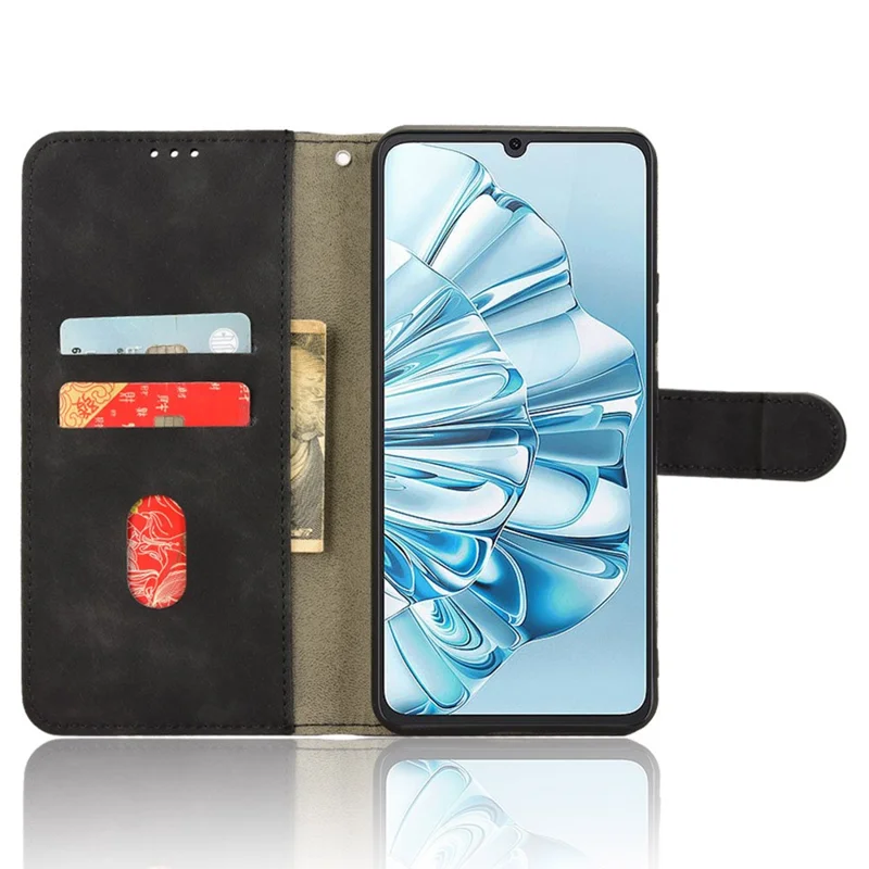 Läderlugg för Cubot A20 Hudkänsla Anti-Drop Plånbok Flip Mobilskal - Svart